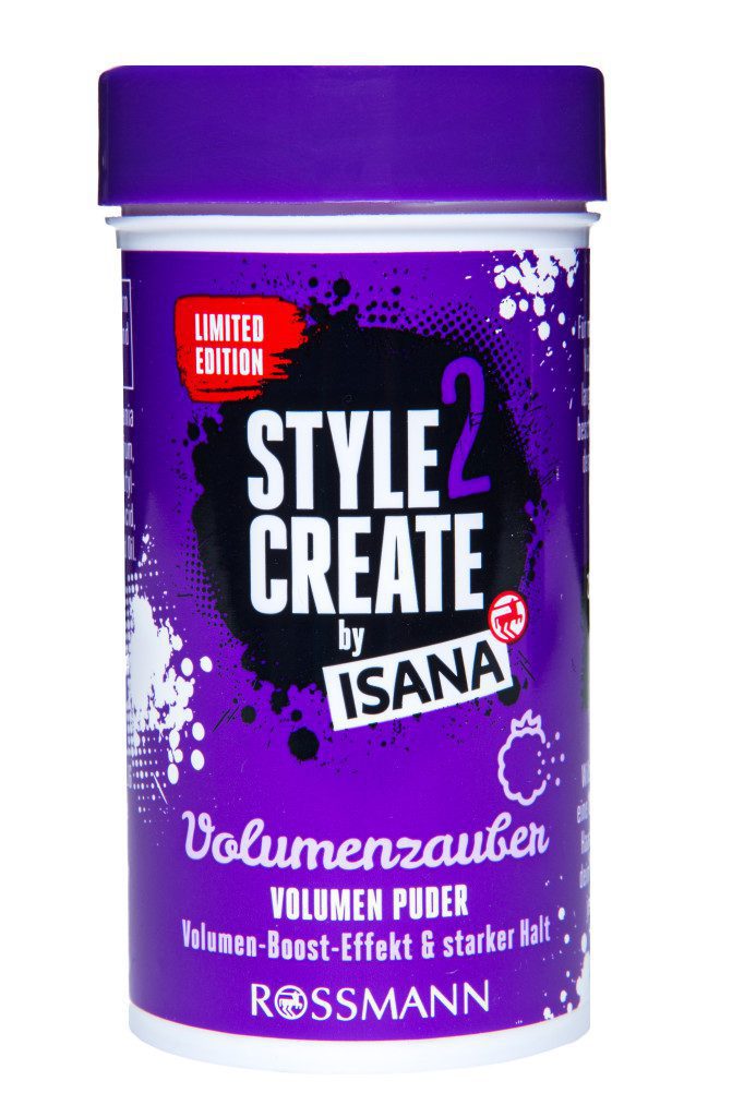 Isana Style 2 Create puder zwiększający objętość włosów o zapachu czerwonych jagód .